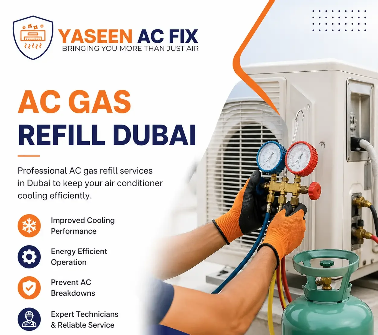 AC Gas Refill Dubai - Yaseen AC Fix